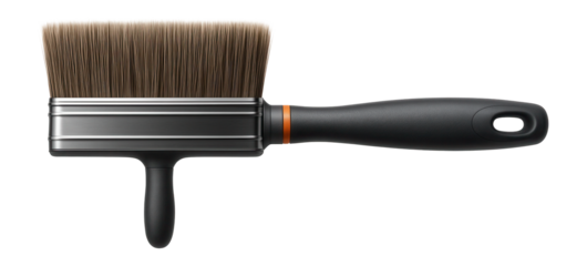 Long-handled tooth brush with stiff bristles for outdoor wall painting tasks.