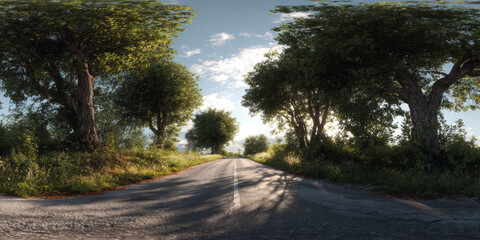 HDRI road in the morning