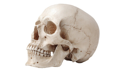 Obraz premium Natomical human skull, detailed bone structure, medical illustration on transparent background