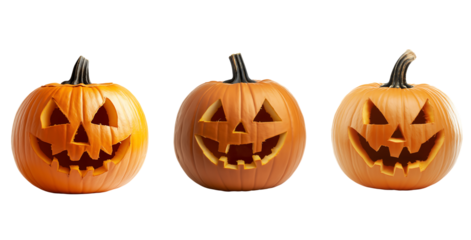 Halloween pumpkin collection isolated on transparent background