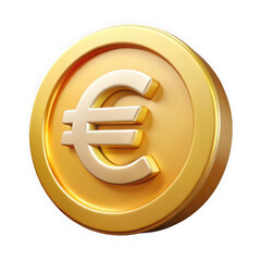 Fototapeta premium 3d illustration of shiny golden euro coin representing european currency and financial stability in the european market isolated on transparent background