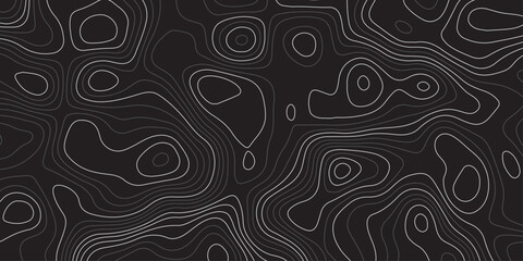 Abstract dark topographic contour map background with smooth flowing lines and modern minimal design. Elegant black pattern ideal for wallpapers, presentations, and graphic design projects.