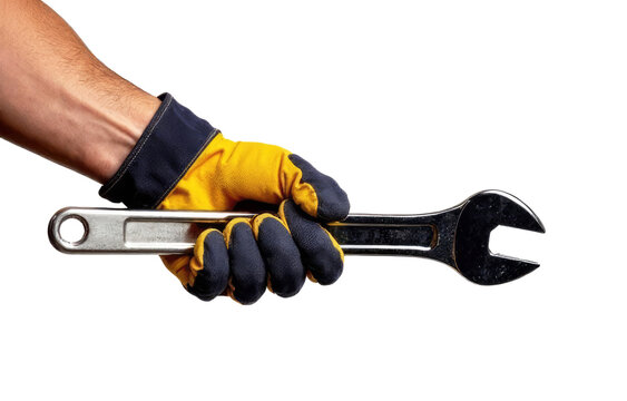 Close-up of a man's hand in a black glove showing a thumbs up, PNG, cutout background. Repair, workshop, auto mechanic - Powered by Adobe