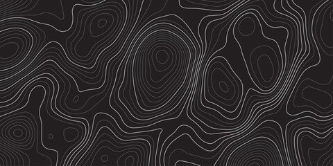 Abstract dark topographic contour map background with smooth flowing lines and modern minimal design. Elegant black pattern ideal for wallpapers, presentations, and graphic design projects.