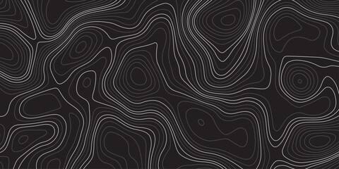 Obraz premium Abstract dark topographic contour map background with smooth flowing lines and modern minimal design. Elegant black pattern ideal for wallpapers, presentations, and graphic design projects.