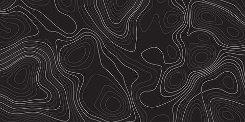 Abstract dark topographic contour map background with smooth flowing lines and modern minimal design. Elegant black pattern ideal for wallpapers, presentations, and graphic design projects.