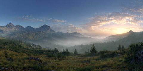 Fototapeta premium HDRI sunrise in the mountains