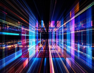 Digital Glitch Texture with Bright Color Interruptions