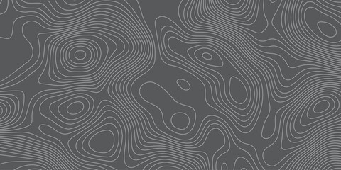 Abstract topographic contour line pattern on dark gray background. Modern minimalistic map texture design, seamless elevation curve background for geographic, digital, and graphic design use.
