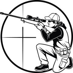 Obraz premium Elite Long-Range Shooter Silhouette Vector Logo for Military and Esports Branding