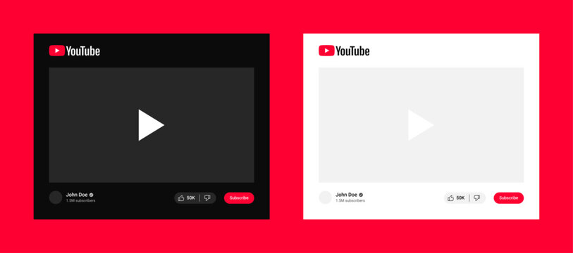 Youtube Video Thumbnail Mockup. Youtube User Interface Vector Template.