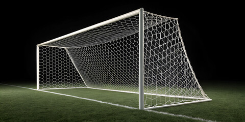 White soccer net PNG isolated on transparent background as realistic sports illustration element