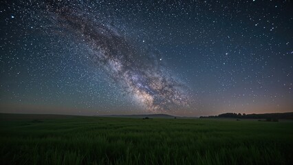 Starry night above a lush meadow