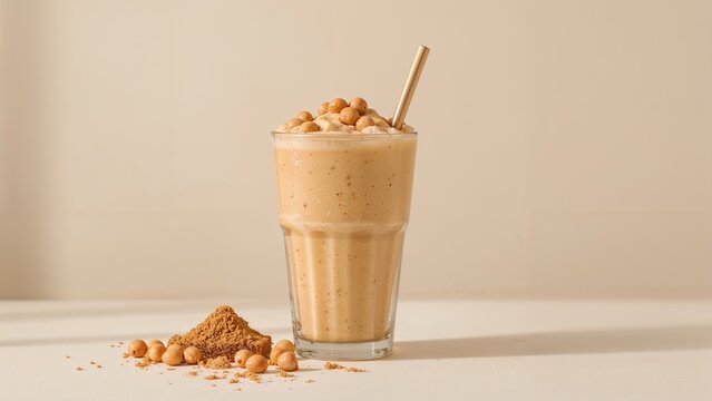 Traditional sattu powder drink mixed with jaggery, chickpeas, and brown sugar