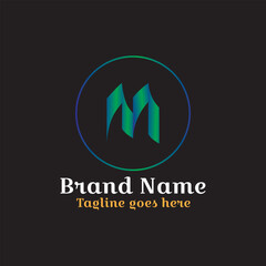 Logo for a company with a M letter symbol illustration and text vector design. Fully vector file.