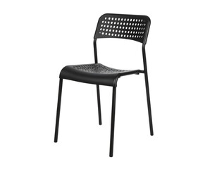 Modern Perforated Chair with Sleek Metal Frame for Indoor-Outdoor Use, Isolated on White Background