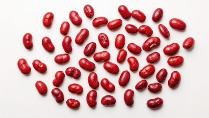 Bright red kidney beans displayed against a plain white backdrop