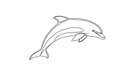 Obraz premium Elegant line art of a playful dolphin jumping, perfect for minimalist designs, branding, or educational materials about marine life and ocean conservation efforts