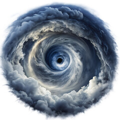 the eye of the  storm a vortex of clouds and wind isolated on white background PNG , AI GENERATED