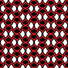Abstract geometric seamless pattern in red, black and white