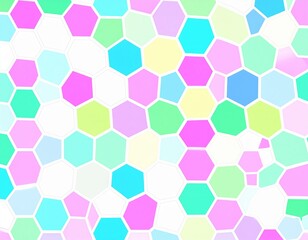 Repeating Pattern of Hexagons in Neon Colors