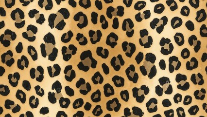 Continuous Hand-Painted Watercolor Animal Skin Leopard Pattern