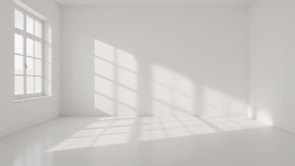 Fototapeta premium Simple White Studio with Flowing Light and Shadow Patterns