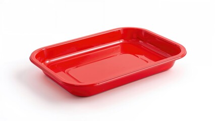 Vibrant red metal tray displayed on white