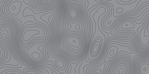 Abstract topographic contour pattern with smooth wavy lines on a grey background, creating a modern minimalistic terrain texture design. Perfect for backgrounds, maps, and graphic projects.