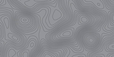 Abstract topographic contour pattern with smooth wavy lines on a grey background, creating a modern minimalistic terrain texture design. Perfect for backgrounds, maps, and graphic projects.