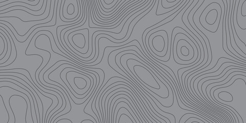 Obraz premium Abstract topographic contour pattern with smooth wavy lines on a grey background, creating a modern minimalistic terrain texture design. Perfect for backgrounds, maps, and graphic projects.
