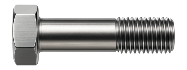 Stainless steel hex bolt for assembling metal structures in a marine environment.