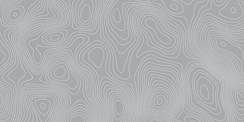 Abstract topographic map pattern with contour lines on a seamless gray background. Geometric line art texture for wallpaper, mapping, terrain design, and modern decorative backgrounds.