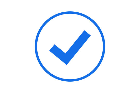 blue check mark inside circle on transparent background
