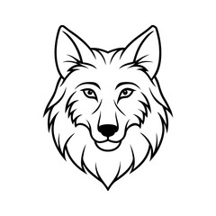 wolf head animal vector line art silhouette
