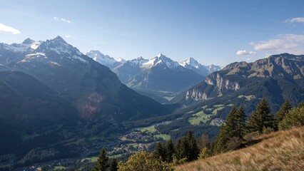 Obraz premium Beautiful valley scenery captured from a mountain slope
