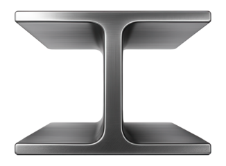 I-beam steel profile for structural support in building frameworks.