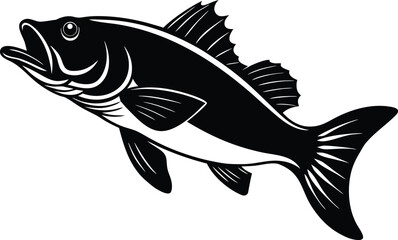 a leaping bass fish silhouette vector