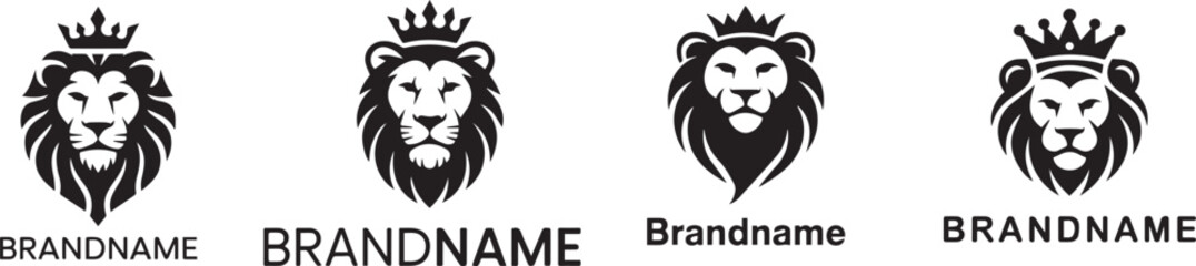 lion head design logo vector black and white