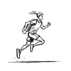 Fototapeta premium Runner sketch vector design concept black and white illustration.