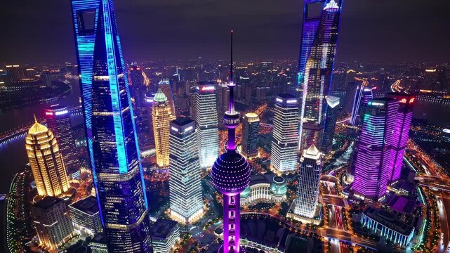 Futuristic Shanghai Skyline at Night