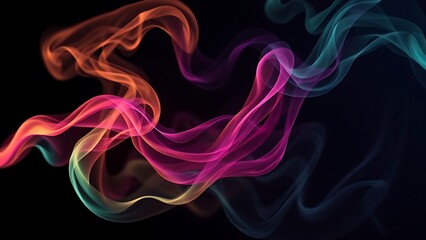 Swirling Multicolored Smoke Tendrils in Dark Abstract Space