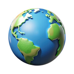 3D Render of Planet Earth Isolated on White Background