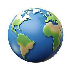 Fototapeta premium 3D Render of Planet Earth Isolated on White Background