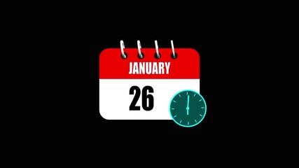 Animated calendar icon showing the date May 26st. Ideal for reminders, event announcements, social media content, and any project needing a visual representation of this date. happy calendar 4k .