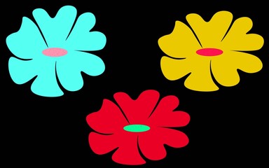 Red and white flower on black background 