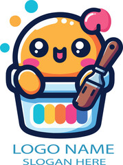 Kawaii logo icon vector white background .