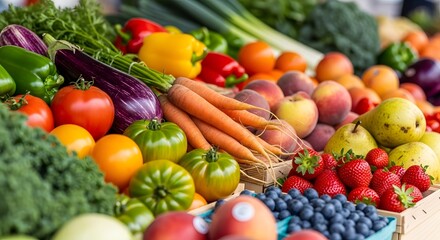 Fresh Fruit and Vegetable Market Stall (AI Generated)