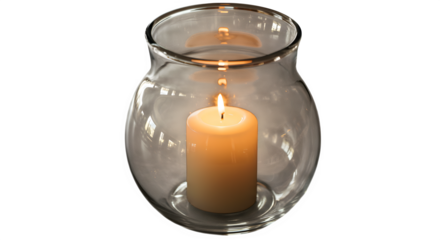 Candlelight flickers inside smooth glass, casting soft light. Ideal for mood lighting, event posters, or serene backdrops.