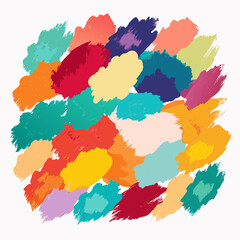 Abstract colorful paint brush strokes on white background